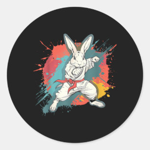 Sticker Rond Motif de lapin de karaté Taekwondo Jiu-Jitsu MMA M
