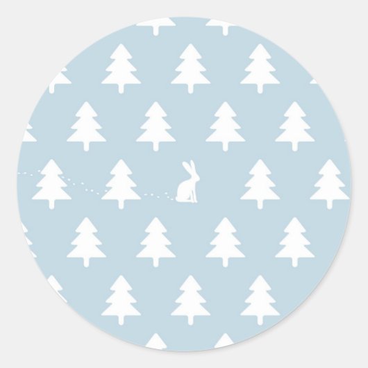 Sticker Rond Motif de lapin d'hiver (Devant)