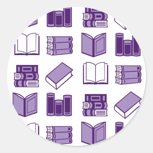 Sticker Rond Motif de lecture et d'écriture de livres violets (Devant)