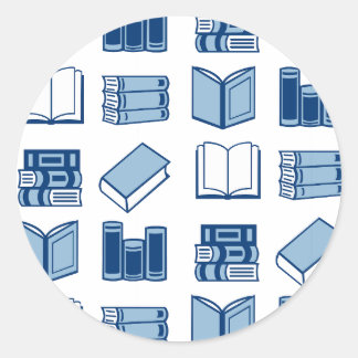 Sticker Rond Motif de lecture et d'écriture du livre bleu