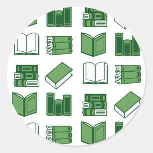 Sticker Rond Motif de lecture et d'écriture du livre vert