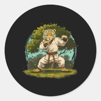 Sticker Rond Motif de léopard de karaté Taekwondo Jiu-Jitsu MMA