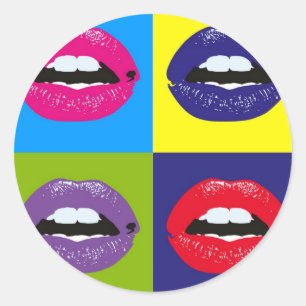 Sticker Rond Motif de lèvres d'art pop