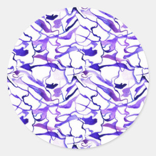 Sticker Rond Motif de lignes abstraites aquarelles violettes mi