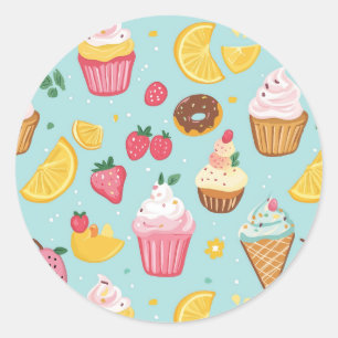 Sticker Rond Motif de l'illustration de produits alimentaires a