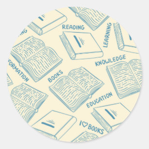 Sticker Rond Motif de livre