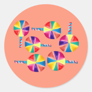 Sticker Rond Motif de lollipops colorés
