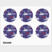 Sticker Rond Motif de Londres (Feuille)