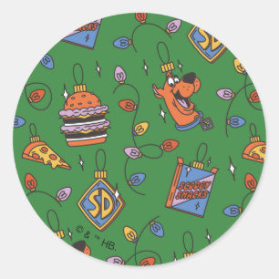 Sticker Rond Motif de lumières de snack de vacances de Scooby-D