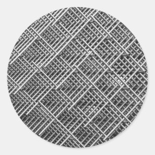 Sticker Rond Motif de maille industrielle en grille d'acier