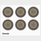 Sticker Rond Motif de mandala arabesque doré (Feuille)