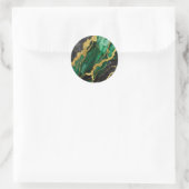 Sticker Rond Motif de marbre vert avec or (Sac)