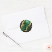 Sticker Rond Motif de marbre vert avec or (Enveloppe)