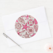 Sticker Rond Motif de mer rose (Enveloppe)