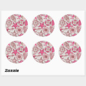 Sticker Rond Motif de mer rose (Feuille)