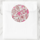 Sticker Rond Motif de mer rose (Sac)