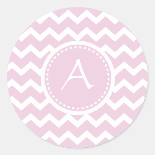 Sticker Rond Motif de monogramme de style rétro rose doux (Devant)