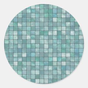 Sticker Rond Motif de mosaïque Turquoise modifié