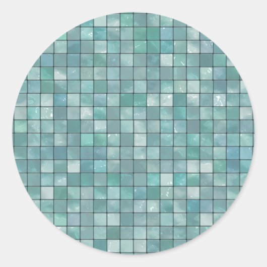Sticker Rond Motif de mosaïque Turquoise modifié (Devant)