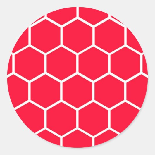 Sticker Rond Motif de nid d'abeille rouge (Devant)