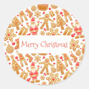 Sticker Rond Motif de Noël - Arbre du Père Noël Rudolph Snowman