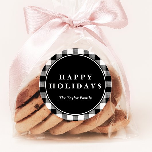 Sticker Rond Motif de Noël de Buffalo Noir