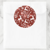 Sticker Rond Motif de Noël rouge et blanc avec rennes (Sac)