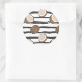 Sticker Rond Motif de noix de coco sur Grunge Stripes (Sac)
