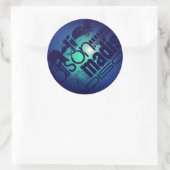 Sticker Rond Motif de nom personnalisé sur Aqua Blue Arrière - (Sac)