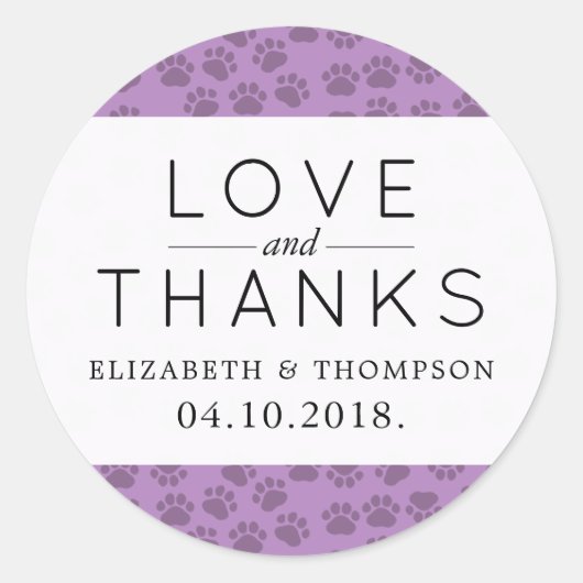 Sticker Rond Motif De Pailles, Paws Chiens, Paws Violets, Maria (Devant)