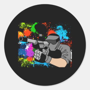 Sticker Rond Motif de Paintball coloré