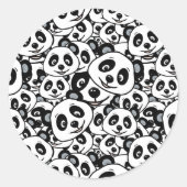 Sticker Rond Motif de panda moderne noir et blanc mignon (Devant)
