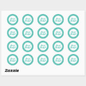 Sticker Rond Motif de Parties scintillant turquoise ressemblant (Feuille)