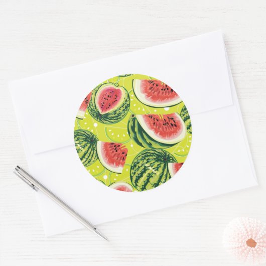 Sticker Rond Motif de pastèque (Enveloppe)