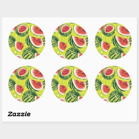 Sticker Rond Motif de pastèque (Feuille)