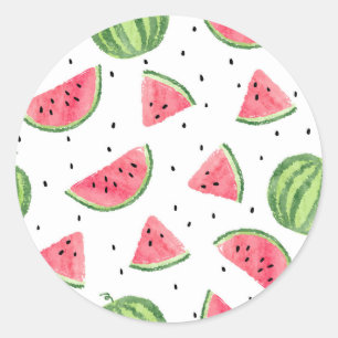 Sticker Rond Motif de pastèques Neon Watercolor