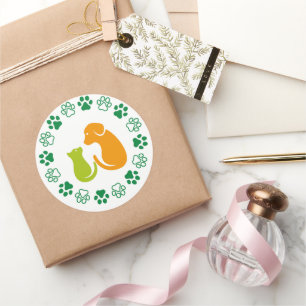 Sticker Rond Motif de pattes d'animal mignonnes