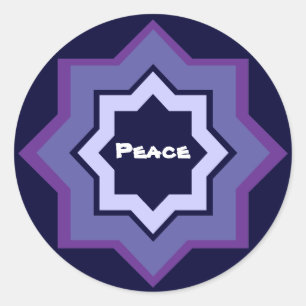 Sticker Rond Motif de Peace Star