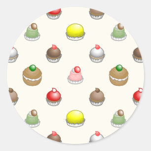 Sticker Rond Motif de petits gâteaux