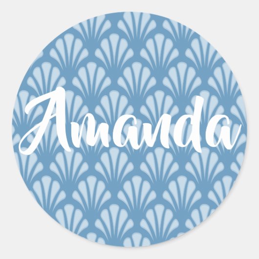 Sticker Rond Motif de pétoncle bleu (Devant)