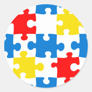 Sticker Rond Motif de pièces de puzzle colorées vives