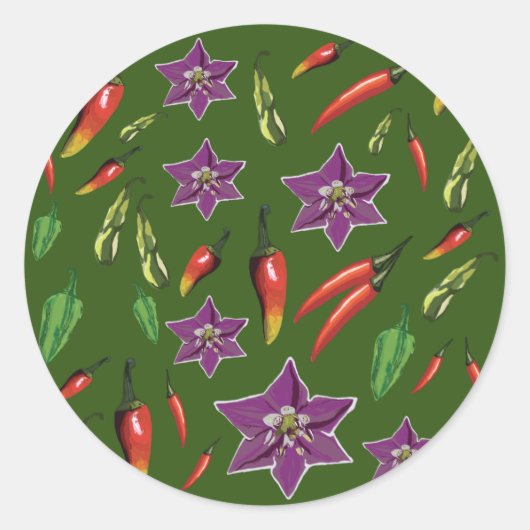 Sticker Rond motif de piments (Devant)