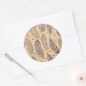 Sticker Rond Motif de plan de plume ethnique (Enveloppe)