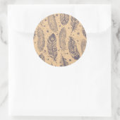 Sticker Rond Motif de plan de plume ethnique (Sac)