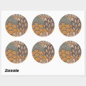 Sticker Rond Motif de plume de paon Abstrait (Feuille)