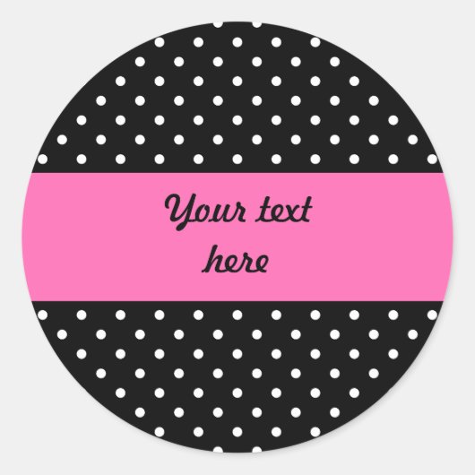 Sticker Rond Motif de points Polka blanc et noir (Devant)