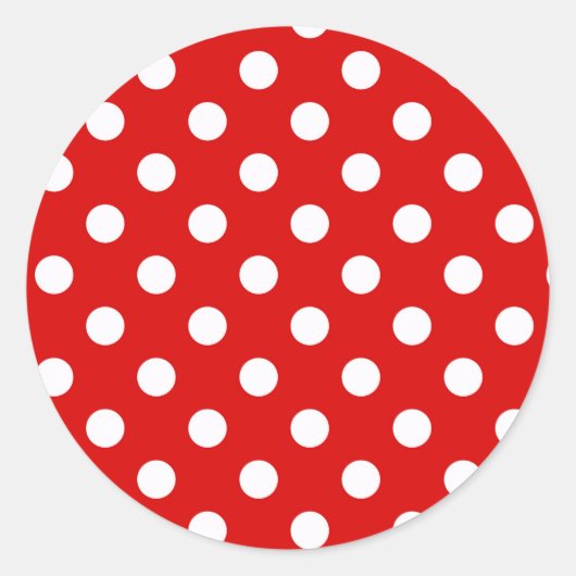 Sticker Rond Motif de points Polka rouge et blanc (Devant)