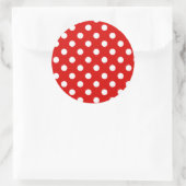 Sticker Rond Motif de points Polka rouge et blanc (Sac)