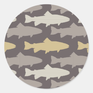 Sticker Rond Motif de poisson de truite jaune et gris