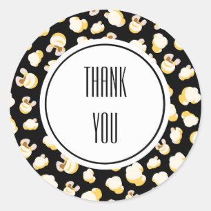 Sticker Rond Motif de pop-corn noir et blanc Personnalisé